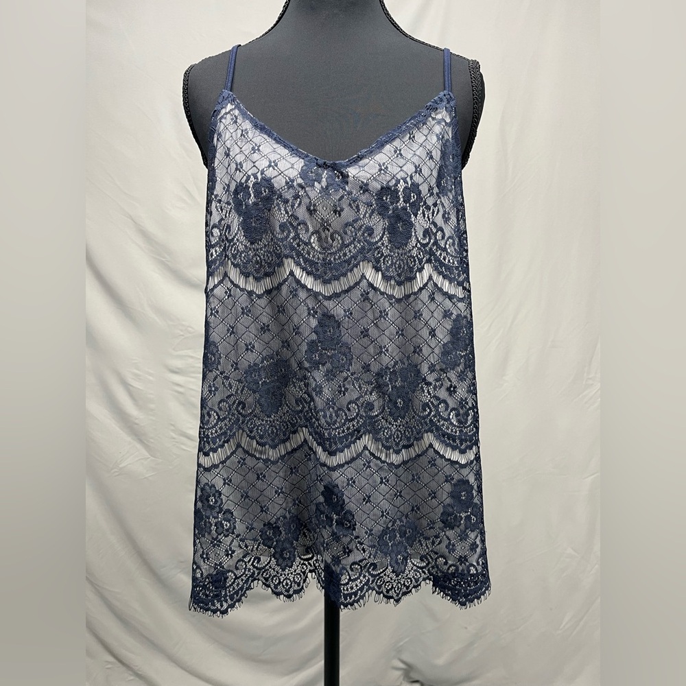 Maurices Navy and White Lace Chemise